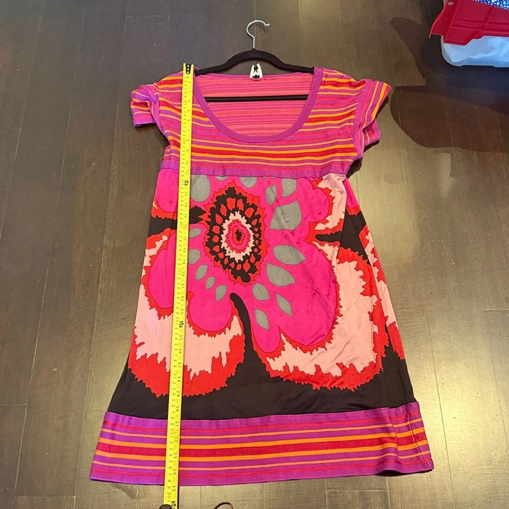 M by Missoni Pink and Red Striped Short Sleeve Mini Dress - Picture 8 of 10